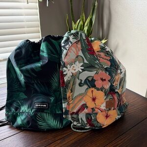 Dakine Tropical and Leaf Print Drawstring Bags